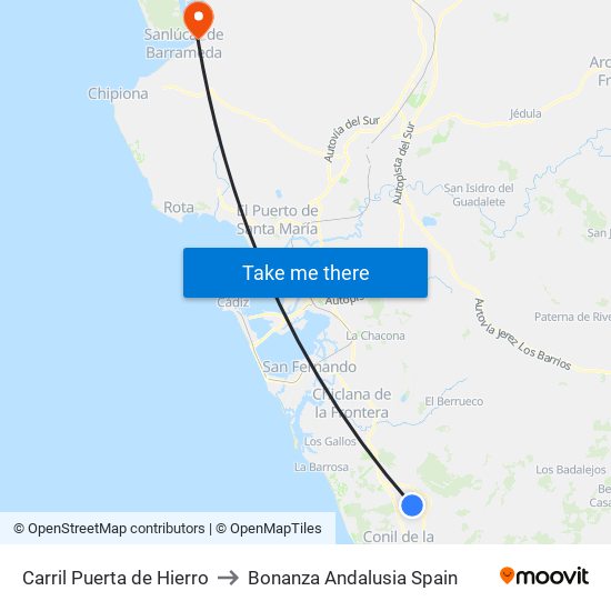Carril Puerta de Hierro to Bonanza Andalusia Spain map