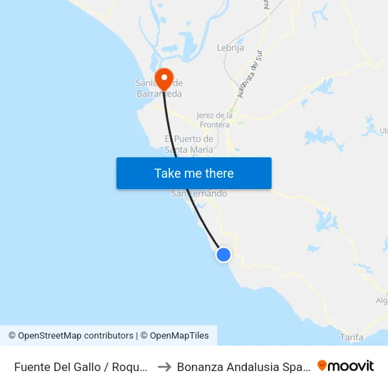 Fuente Del Gallo / Roqueo to Bonanza Andalusia Spain map