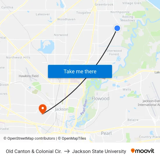 Old Canton & Colonial Cir. to Jackson State University map