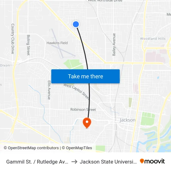 Gammil St. / Rutledge Ave. to Jackson State University map