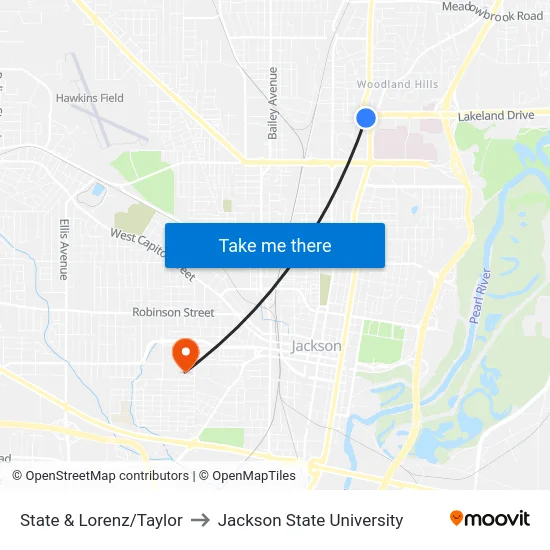 State & Lorenz/Taylor to Jackson State University map