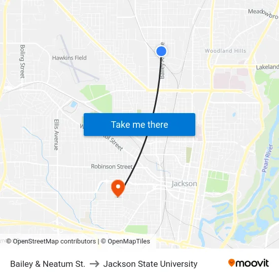 Bailey & Neatum St. to Jackson State University map