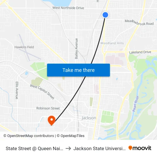 State Street @ Queen Nails to Jackson State University map