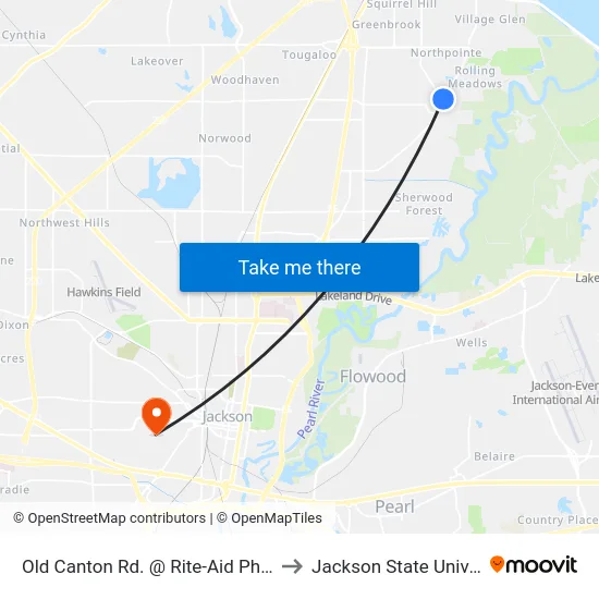 Old Canton Rd. @ Rite-Aid Pharmacy to Jackson State University map