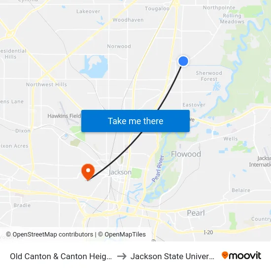 Old Canton & Canton Heights to Jackson State University map