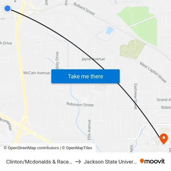 Clinton/Mcdonalds & Raceway to Jackson State University map