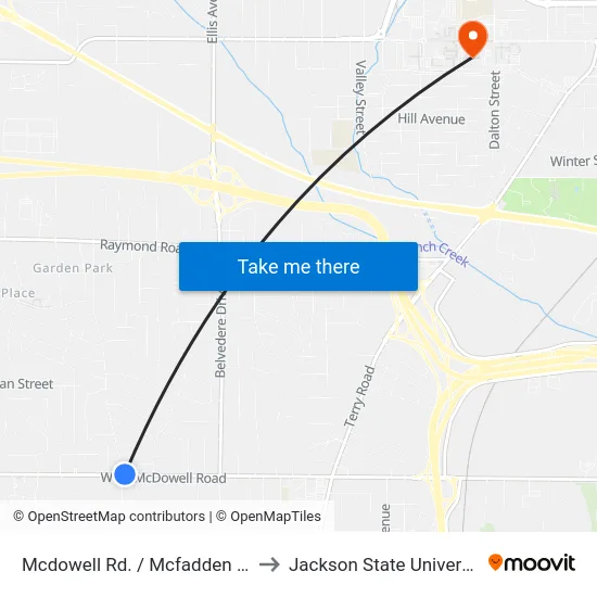 Mcdowell Rd. / Mcfadden Rd. to Jackson State University map