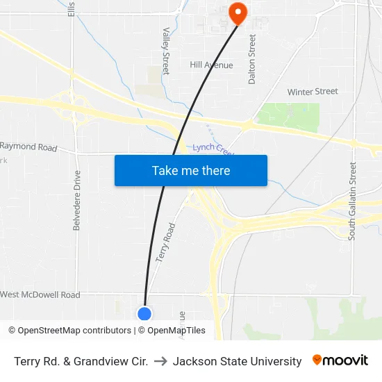 Terry Rd. & Grandview Cir. to Jackson State University map