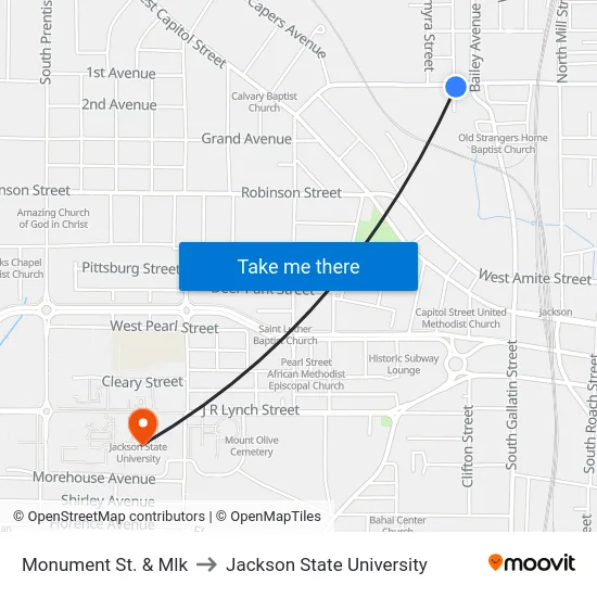 Monument St. & Mlk to Jackson State University map