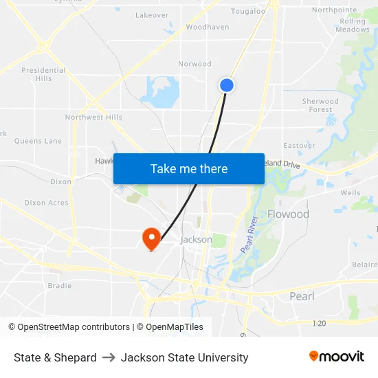 State & Shepard to Jackson State University map
