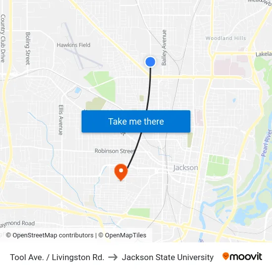 Tool Ave. / Livingston Rd. to Jackson State University map