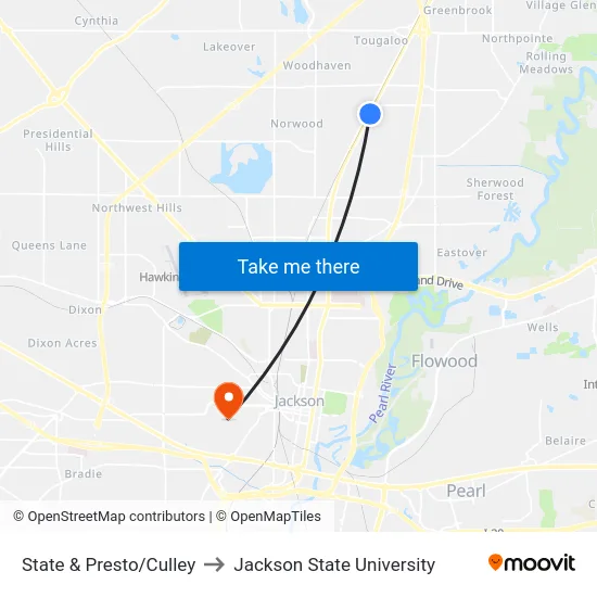State & Presto/Culley to Jackson State University map