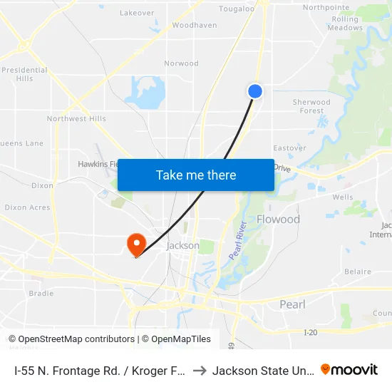 I-55 N. Frontage Rd. / Kroger Food & Drug to Jackson State University map