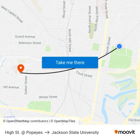 High St. @ Popeyes to Jackson State University map