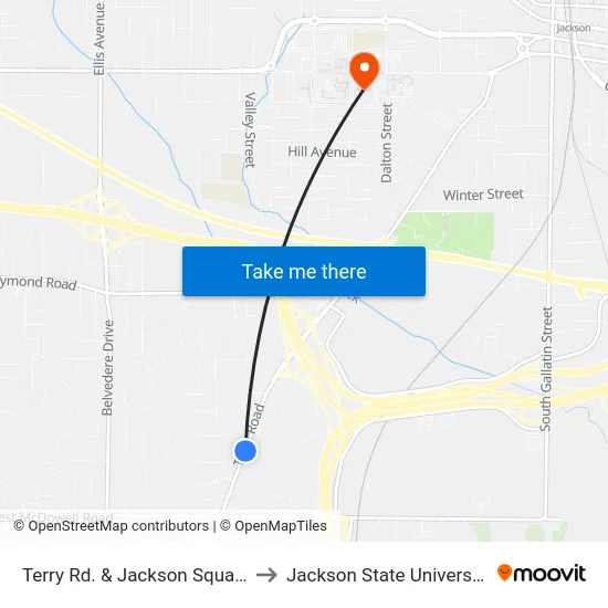 Terry Rd. & Jackson Square to Jackson State University map
