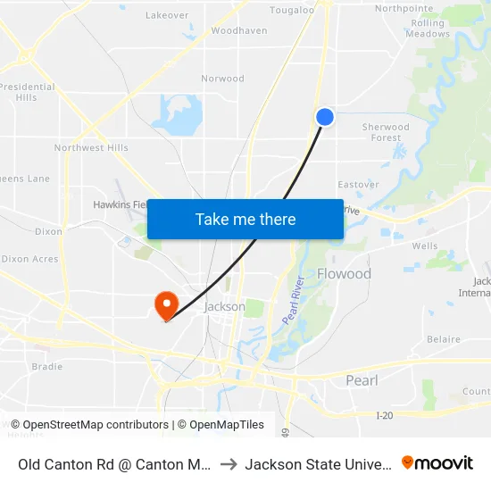 Old Canton Rd @ Canton Market to Jackson State University map