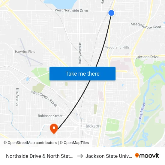Northside Drive & North State Street to Jackson State University map