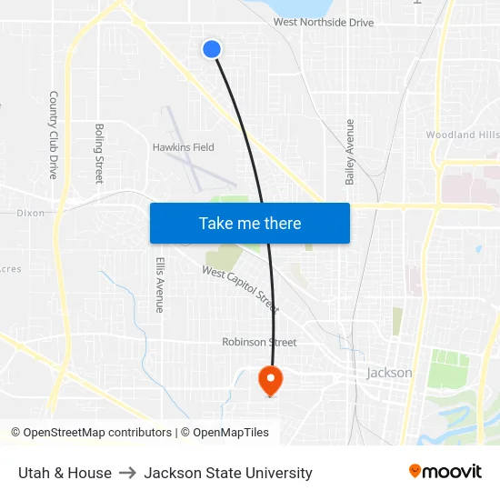 Utah & House to Jackson State University map