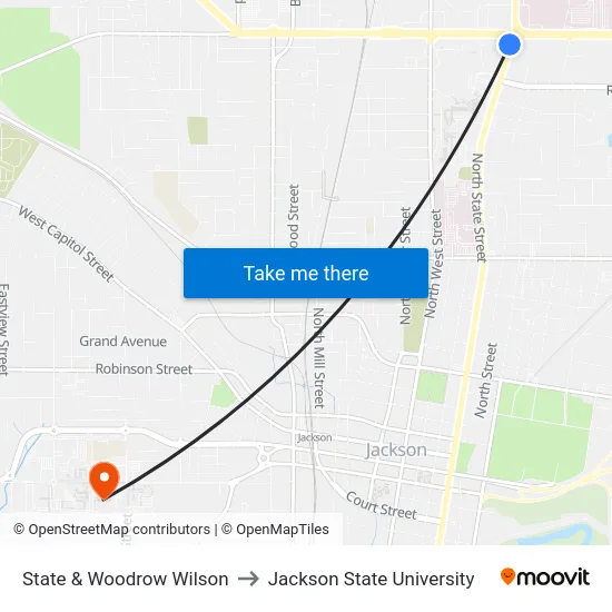 State & Woodrow Wilson to Jackson State University map