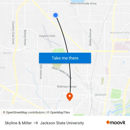 Skyline & Miller to Jackson State University map