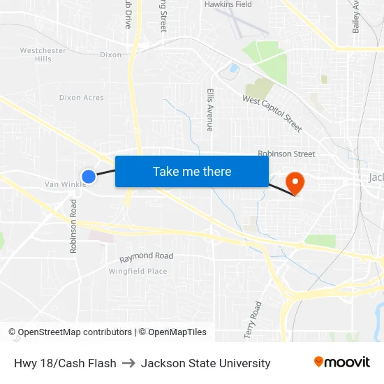 Hwy 18/Cash Flash to Jackson State University map