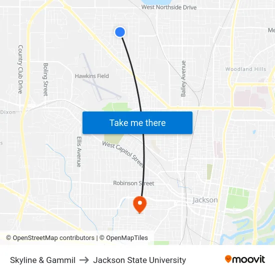 Skyline & Gammil to Jackson State University map