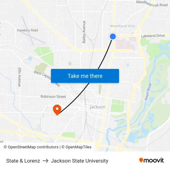 State & Lorenz to Jackson State University map