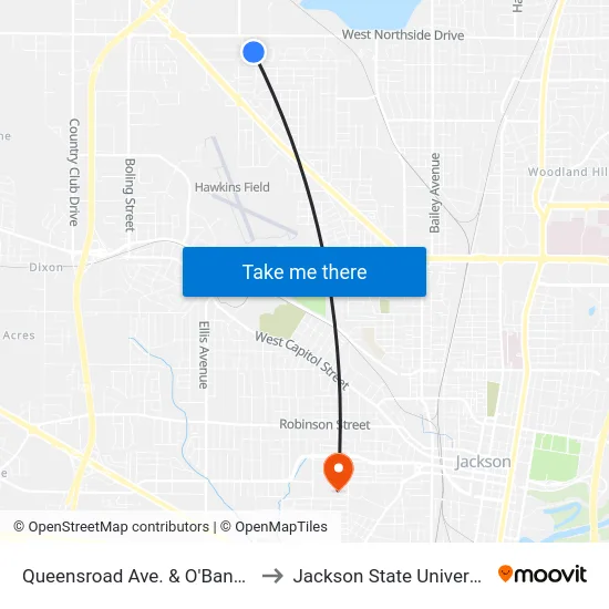 Queensroad Ave. & O'Bannon to Jackson State University map