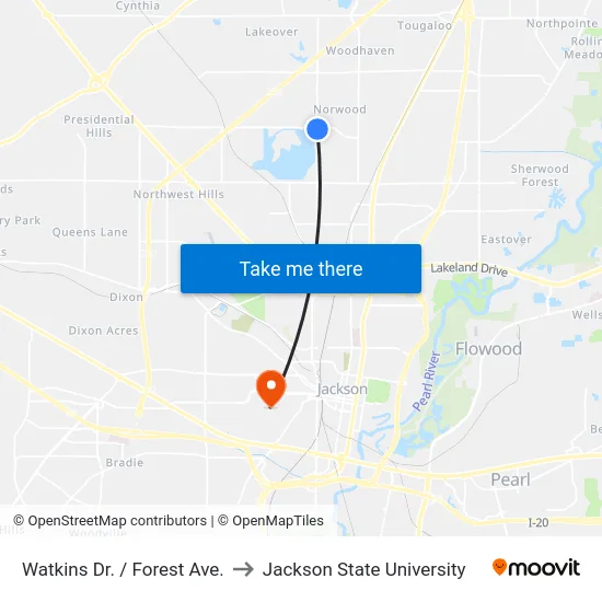 Watkins Dr. / Forest Ave. to Jackson State University map