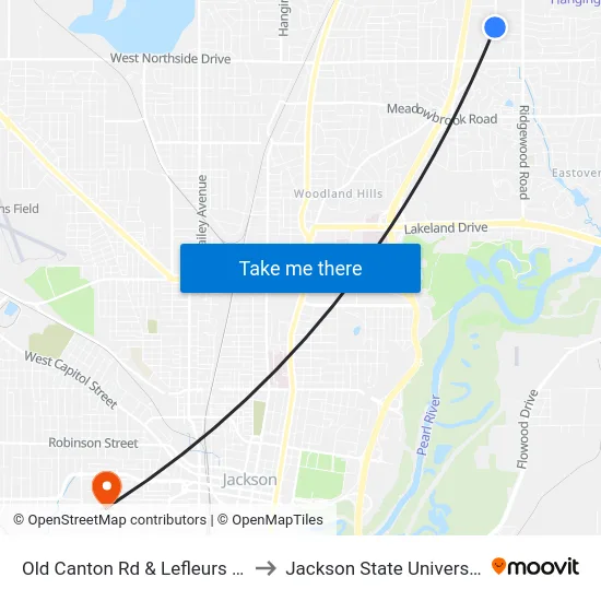 Old Canton Rd & Lefleurs Sq to Jackson State University map