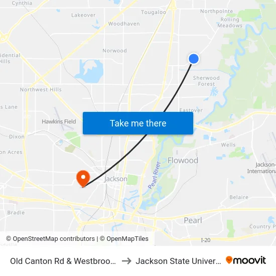 Old Canton Rd & Westbrook Rd to Jackson State University map