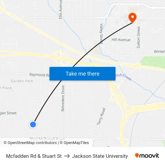 Mcfadden Rd & Stuart St to Jackson State University map