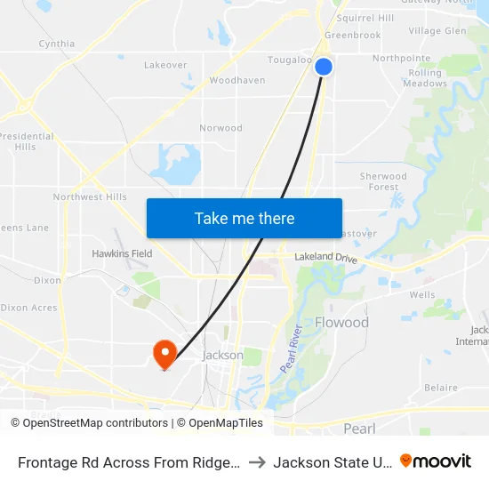 Frontage Rd Across From Ridgewood Court Dr to Jackson State University map