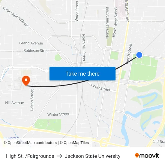 High St. /Fairgrounds to Jackson State University map