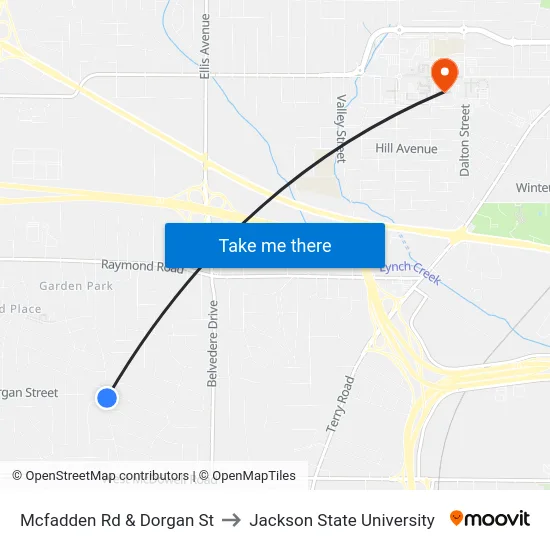 Mcfadden Rd & Dorgan St to Jackson State University map