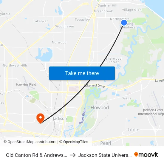 Old Canton Rd & Andrews Dr to Jackson State University map