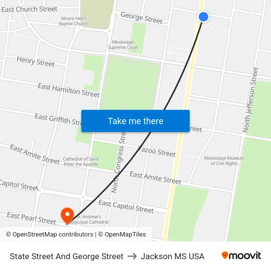 State Street And George Street to Jackson MS USA map