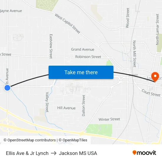 Ellis Ave & Jr Lynch to Jackson MS USA map