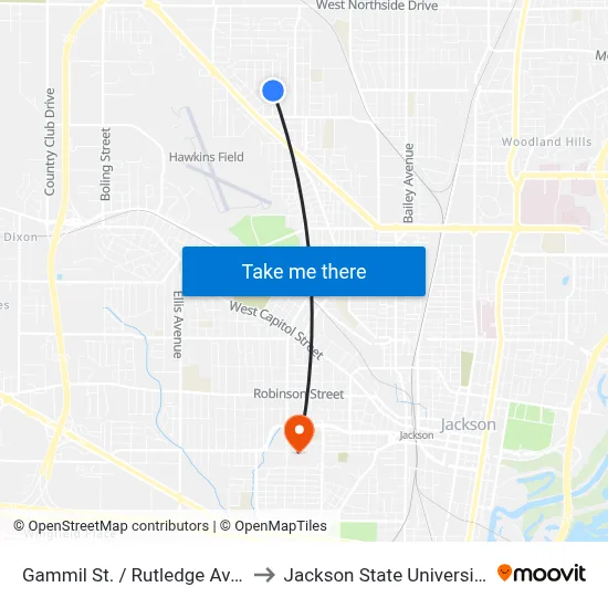Gammil St. / Rutledge Ave. to Jackson State University map