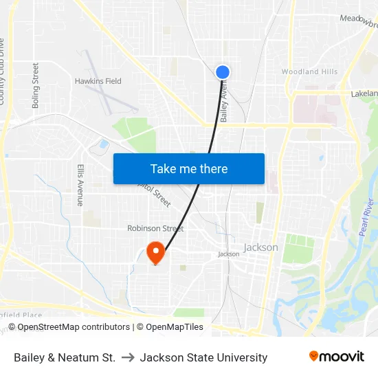 Bailey & Neatum St. to Jackson State University map