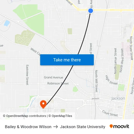 Bailey & Woodrow Wilson to Jackson State University map