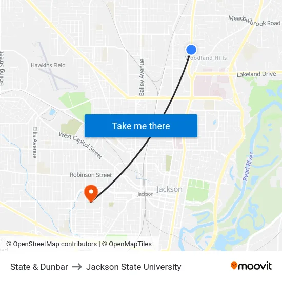 State & Dunbar to Jackson State University map