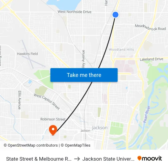 State Street & Melbourne Road to Jackson State University map