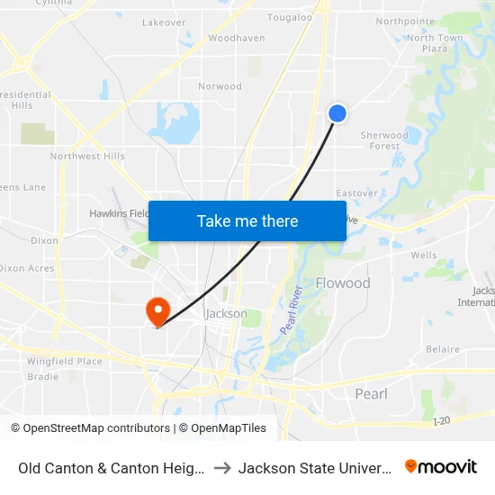 Old Canton & Canton Heights to Jackson State University map