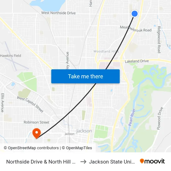 Northside Drive & North Hill Parkway to Jackson State University map