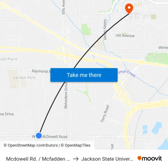 Mcdowell Rd. / Mcfadden Rd. to Jackson State University map