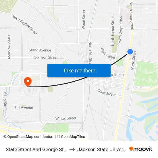 State Street And George Street to Jackson State University map