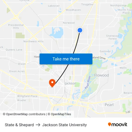 State & Shepard to Jackson State University map