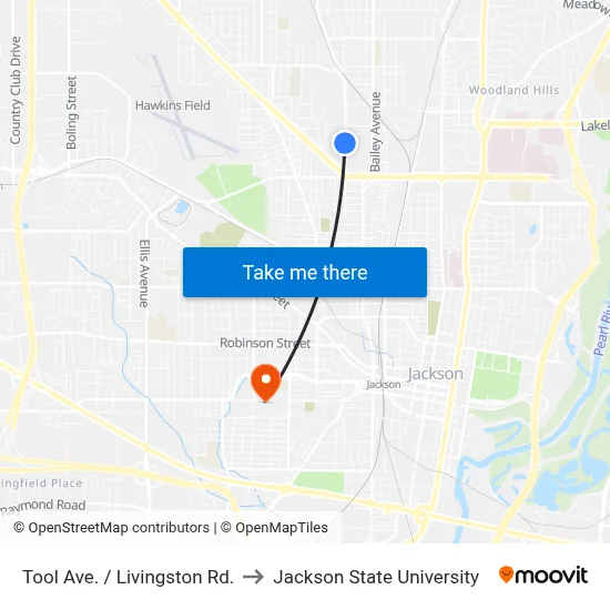 Tool Ave. / Livingston Rd. to Jackson State University map