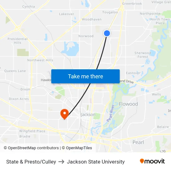 State & Presto/Culley to Jackson State University map